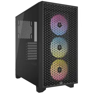 Kućište Corsair 3000D RGB Airflow, Mid tower, kaljeno staklo, bez napajanja, ATX, crno