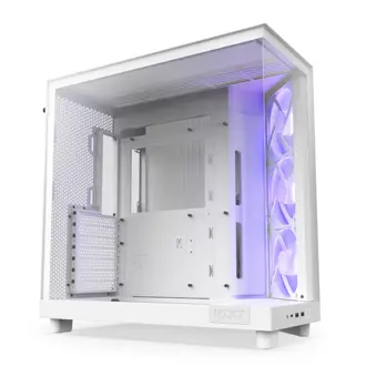 Kućište NZXT H6 Flow RGB, Mid tower, kaljeno staklo, bez napajanja, ATX, bijelo