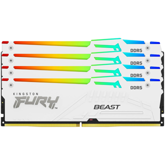 Memorija Kingston Fury Beast White RGB, 64GB (4x16GB), DDR5 5600MHz, CL40