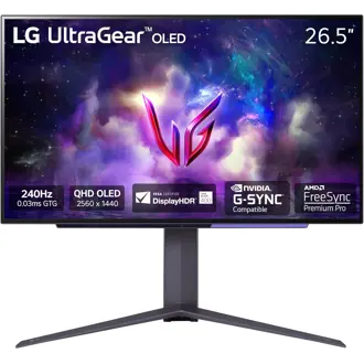 Monitor LG 26.5" 27GS95QE, OLED, gaming, NVIDIA G-Sync, AMD FreeSync Premium Pro 240Hz, 0.03ms (GTG), HDR400, HDMI, DP, 2xUSB 3.0, Pivot, 2K