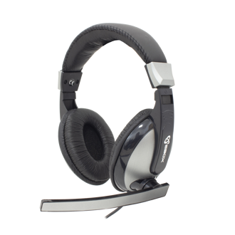 Slušalice SBOX HS-302, žičane, mikrofon, over-ear, crno-srebrne