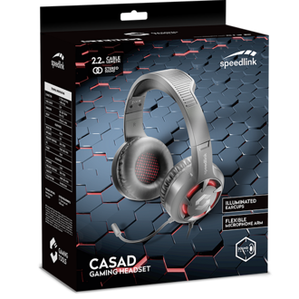 Slušalice Speedlink Casad, žičane, gaming, mikrofon, on-ear, PC, crne
