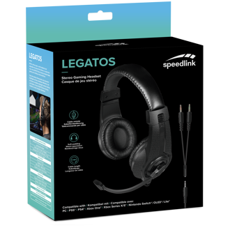 Slušalice Speedlink Legatos Stereo, žičane, gaming, mikrofon, on-ear, PC, PS4, PS5, Xbox, Switch, crne