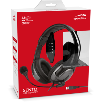 Slušalice Speedlink Sento, žičane, mikrofon, on-ear, PC, crne