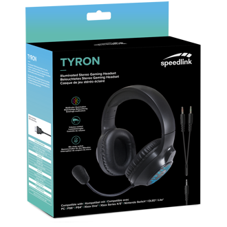 Slušalice Speedlink Tyron, žičane, gaming, mikrofon, over-ear, RGB, PC, PS4, PS5, Xbox, Switch, crne