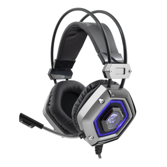 Slušalice White Shark GH-1841 Lion, žičane, gaming, mikrofon, over-ear, LED, PC, PS4, PS5, crno-srebrne