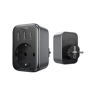 Strujni punjač Ugreen Nexode 4-u-1, 30W, 2xUSB-A, USB-C, Šuko, crni