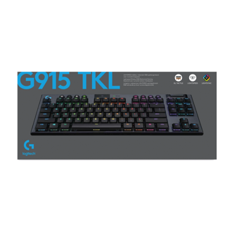 Tipkovnica Logitech G915 Lightspeed TKL, bežična, gaming, mehanička, GL linear switches, RGB, TKL, crna