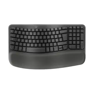 Tipkovnica Logitech Wave Keys, bežična, bluetooth, ergonomska, HR layout, crna