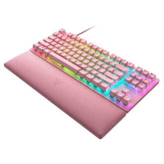 Tipkovnica Razer Huntsman V2 TKL, žičana, gaming, optomehanička, Linear Optical switches, US layout, RGB, roza, RZ03-03942000-R3M1