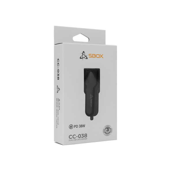 Auto punjač SBOX CC-038, USB-A, USB-C, 38W, crni - Slika 5