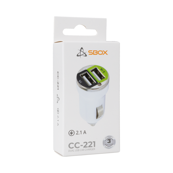 Auto punjač SBOX CC-221, 2xUSB-A, 10W, bijeli - Slika 4
