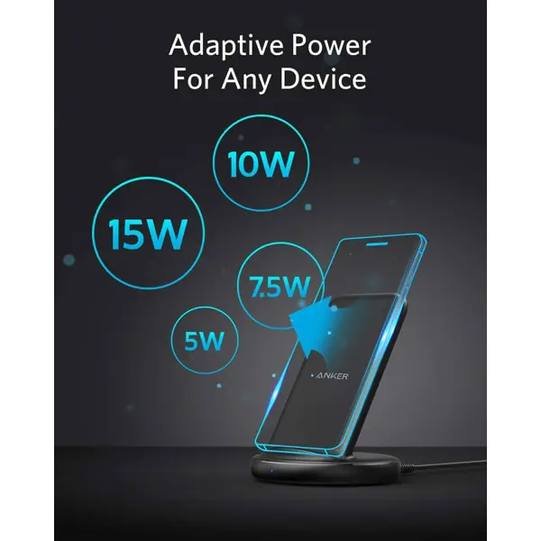 Bežični punjač Anker PowerWave II Stand, 15W, crni - Slika 2
