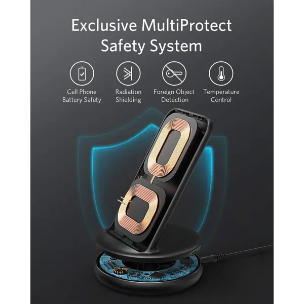 Bežični punjač Anker PowerWave II Stand, 15W, crni - Slika 6