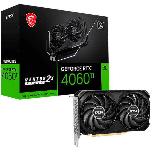 Grafička MSI GeForce RTX4060 Ventus 2X Black OC, 8GB GDDR6 - Slika 1