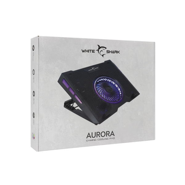 Hladnjak za prijenosno računalo White Shark GCP-13 Aurora, do 17.3", RGB, crni - Slika 7
