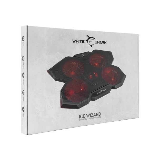Hladnjak za prijenosno računalo White Shark GCP-29 Ice Wizard, do 17.3", crveno LED, crni - Slika 5