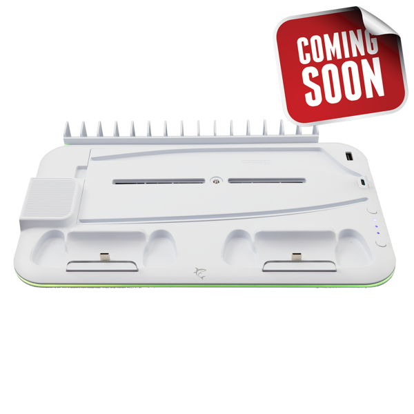 Hladnjak White Shark PS5-DZ504 Kimura, multifunkcijski, bijela/siva, kompatibilan sa PS5, 2 mjesta za punjenje, uključuje punjač, 15 slotova za igre - Slika 1