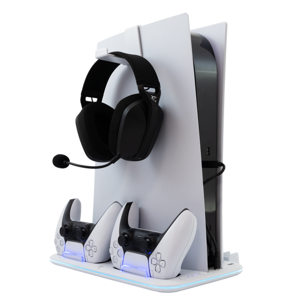 Hladnjak White Shark PS5-DZ504 Kimura, multifunkcijski, bijela/siva, kompatibilan sa PS5, 2 mjesta za punjenje, uključuje punjač, 15 slotova za igre - Slika 3