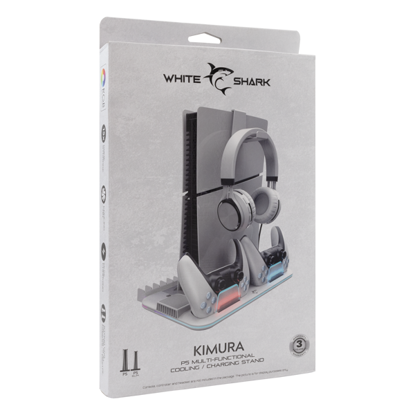 Hladnjak White Shark PS5-DZ504 Kimura, multifunkcijski, bijela/siva, kompatibilan sa PS5, 2 mjesta za punjenje, uključuje punjač, 15 slotova za igre - Slika 11