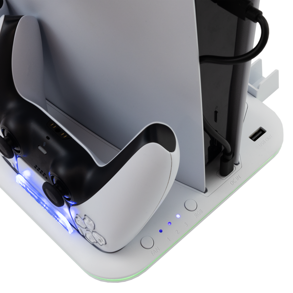 Hladnjak White Shark PS5-DZ504 Kimura, multifunkcijski, bijela/siva, kompatibilan sa PS5, 2 mjesta za punjenje, uključuje punjač, 15 slotova za igre - Slika 6