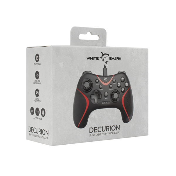 Kontroler White Shark GP-2038 Decurion, žičani, PC, PS3, crno-crveni - Slika 7