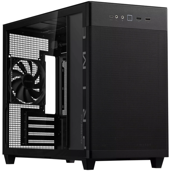 Kućište Asus Prime AP201 TG, Small tower, kaljeno staklo, bez napajanja, Micro ATX, crno - Slika 1