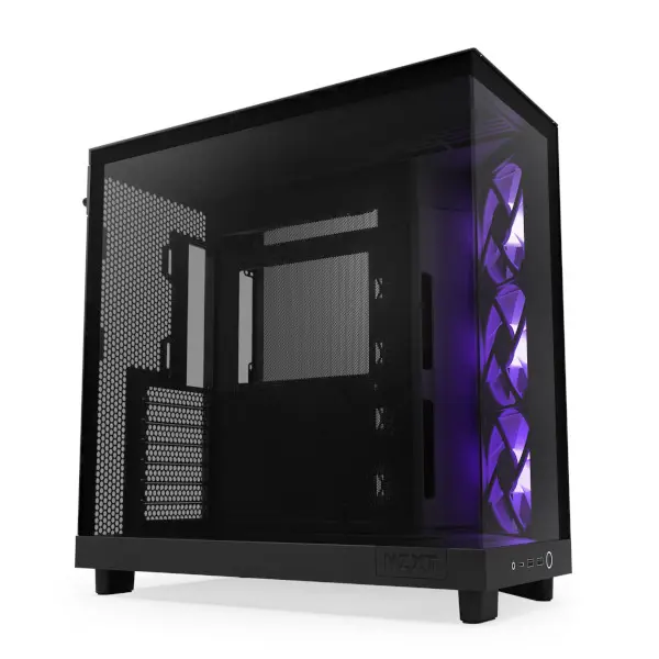 Kućište NZXT H6 Flow RGB, Mid tower, kaljeno staklo, bez napajanja, ATX, crno - Slika 1