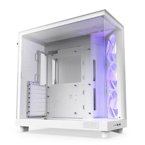 Kućište NZXT H6 Flow RGB, Mid tower, kaljeno staklo, bez napajanja, ATX, bijelo - Slika 1