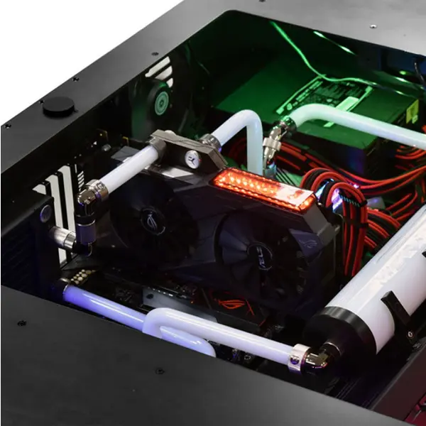 Kućište/stol Lian Li DK-04F, Sit-Stand, kaljeno staklo, bez napajanja, E-ATX, RGB, crno - Slika 4