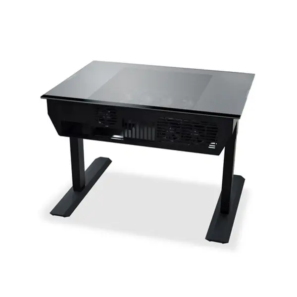 Kućište/stol Lian Li DK-04F, Sit-Stand, kaljeno staklo, bez napajanja, E-ATX, RGB, crno - Slika 1