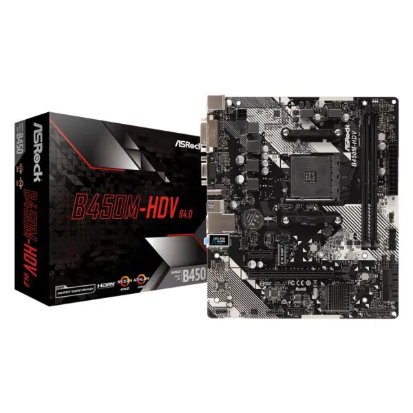 Matična ploča ASRock B450M-HDV R4.0, AMD AM4, Micro ATX - Slika 1