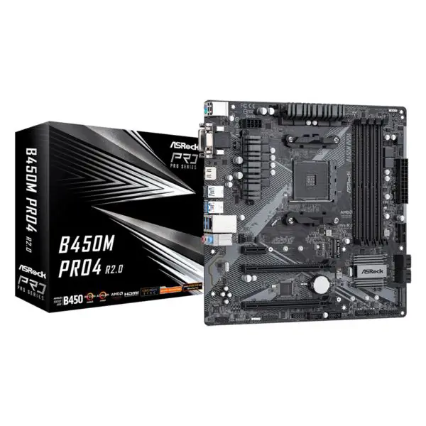 Matična ploča ASRock B450M Pro4 R2.0, AMD AM4, Micro ATX - Slika 1