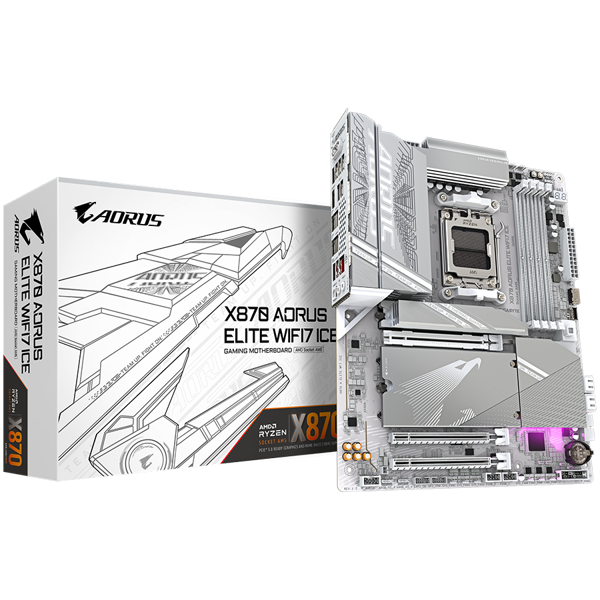Matična ploča Gigabyte X870 Aorus Elite WiFi7 Ice, AMD AM5, WiFi, Bluetooth, ATX - Slika 1