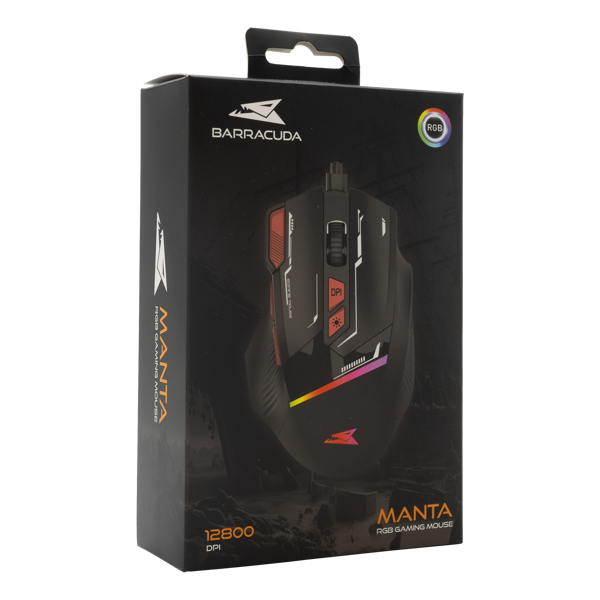 Miš Baracuda BGM-041 Manta, žičani, gaming, 12800DPI, RGB, crni - Slika 6