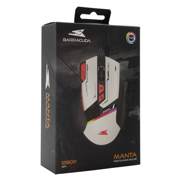 Miš Baracuda BGM-042 Manta, žičani, gaming, 12800DPI, RGB, bijeli - Slika 6