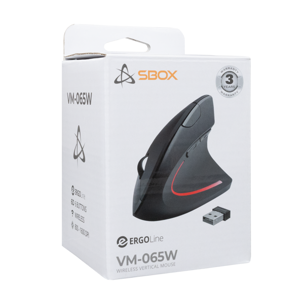 Miš SBOX VM-065W, bežični, vertikalni, ergonomski, crni - Slika 6