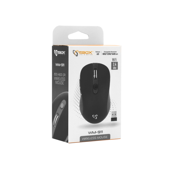 Miš SBOX WM-911, bežični, Crni - Slika 6