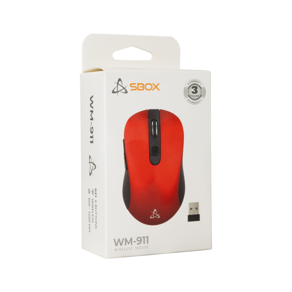 Miš SBOX WM-911, bežični, Crveni - Slika 6