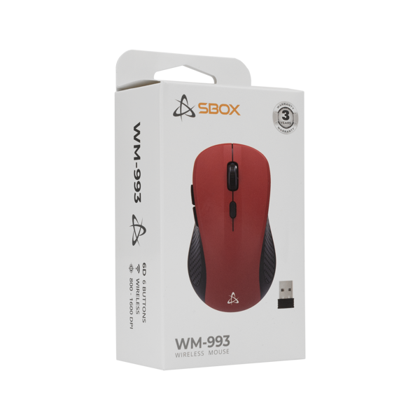 Miš SBOX WM-993, bežični, crveni - Slika 6