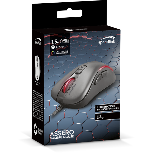 Miš Speedlink Assero, žičani, gaming, 6400DPI, LED, crni - Slika 3