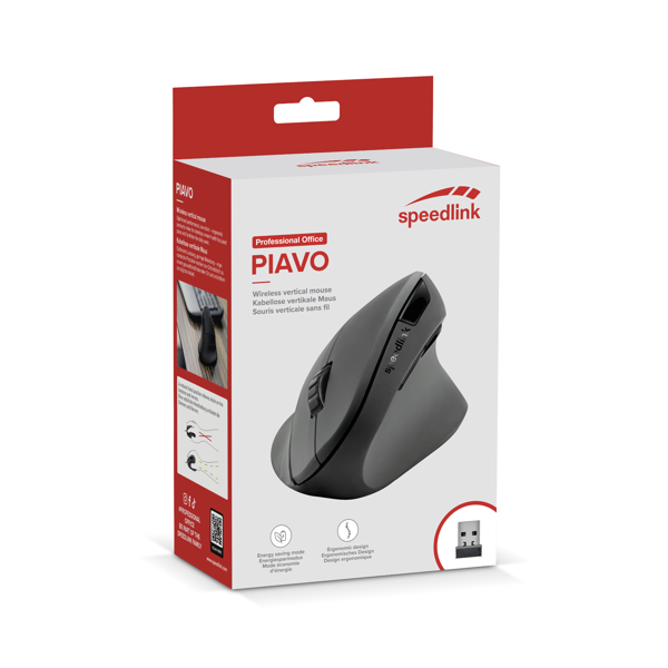 Miš Speedlink Piavo, bežični, vertikalni, ergonomski, crni - Slika 2