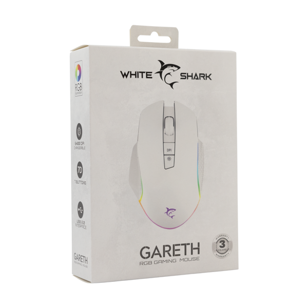 Miš White Shark GM-5009 Gareth, žičani, gaming, 6400DPI, RGB, bijeli - Slika 6