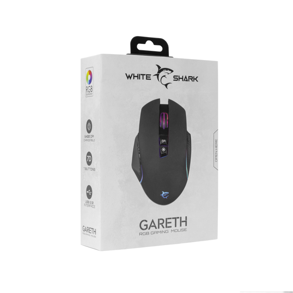 Miš White Shark GM-5009 Gareth, žičani, gaming, 6400DPI, RGB, crni - Slika 7