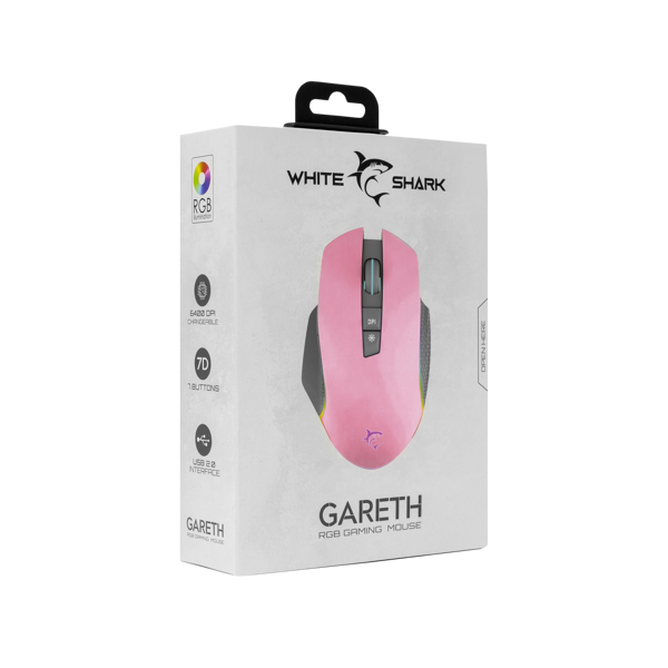 Miš White Shark GM-5009 Gareth, žičani, gaming, 6400DPI, RGB, rozi - Slika 7