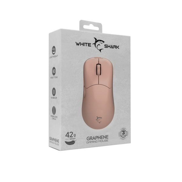 Miš White Shark GM-5014 Graphene, žičani, gaming, 12400DPI, rozi - Slika 6