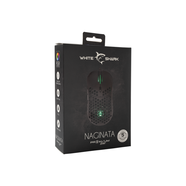 Miš White Shark Premium Line ESL-M4 Naginata, žičani, gaming, 16000DPI, RGB, crni - Slika 9