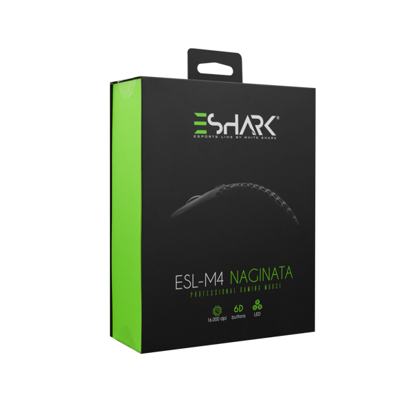 Miš White Shark Premium Line ESL-M4 Naginata, žičani, gaming, 16000DPI, RGB, crni - Slika 8