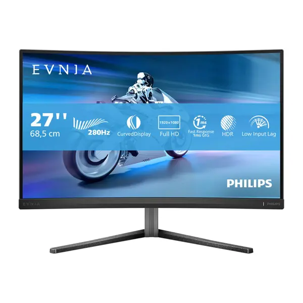 Monitor Philips 27" 27M2C5200W, Fast VA, gaming, Adaptive-Sync 280Hz, 1ms (GTG), HDR10, 2xHDMI, DP, Zakrivljeni 1500R, Full HD - Slika 1