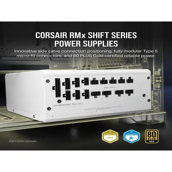 Napajanje Corsair RM1000x Shift, 1000W, 80+ Gold, modularno, ATX, bijelo - Slika 5